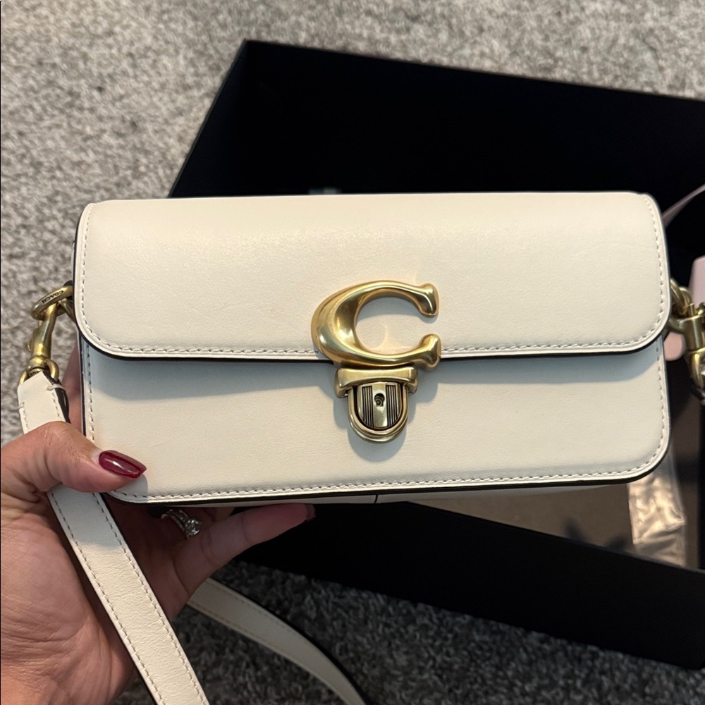 Coach Cream Leather Crossbody Bag with Gold Accent